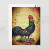 Prachtige Vintage Rooster Briefkaart (Voorkant / Achterkant)