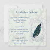 Prachtige vintage trouwkaart met pauwontwerp kaart (Achterkant)