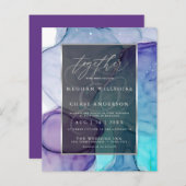 Prachtige Violet Aqua Liquid Abstracte Inkt 3a (Voorkant / Achterkant)