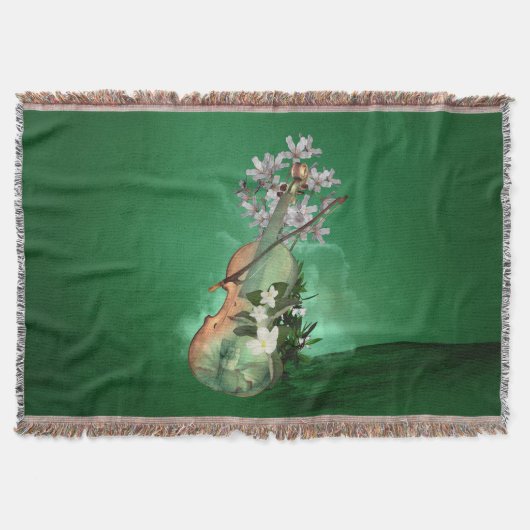 Prachtige viool met bloemen deken (Voorkant)