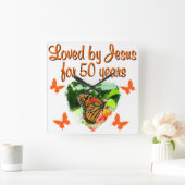 PRACHTIGE VLINDER 50E VERJAARDAG ONTWERP VIERKANTE KLOK (Huis)