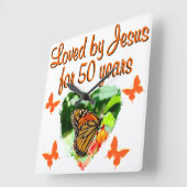 PRACHTIGE VLINDER 50E VERJAARDAG ONTWERP VIERKANTE KLOK (Hoek)