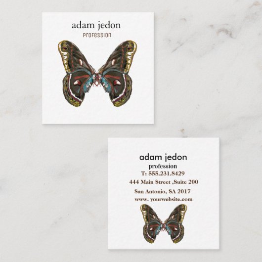 Prachtige vlinder kunst tekening vierkante visitekaartje (Voorkant / Achterkant)