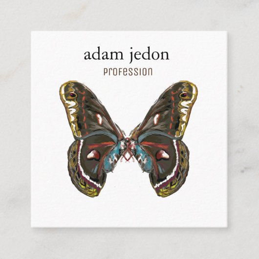 Prachtige vlinder kunst tekening vierkante visitekaartje (Voorkant)