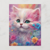 Prachtige, vloeiende witte kat briefkaart (Voorkant)