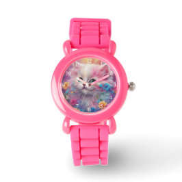Prachtige, vloeiende witte kat horloge