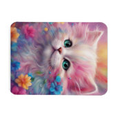 Prachtige, vloeiende witte kat magneet (Horizontaal)