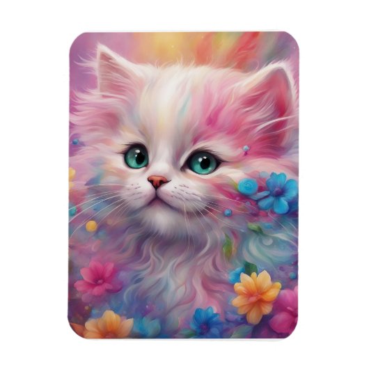 Prachtige, vloeiende witte kat magneet (Verticaal)