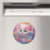 Prachtige, vloeiende witte kat magneet (Insitu (Vaatwasser))