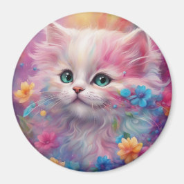 Prachtige, vloeiende witte kat magneet