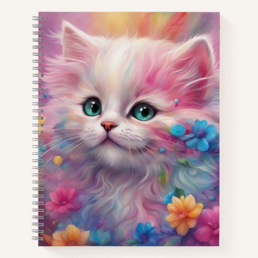 Prachtige, vloeiende witte kat notitieboek (Voorkant)