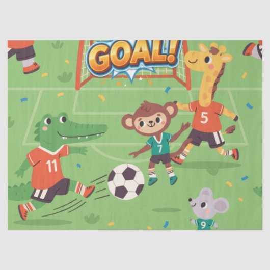 Prachtige Voetbal Dieren Tissuepapier (Voorkant)