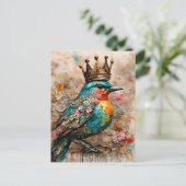 Prachtige vogel in een kroon briefkaart (Staand voorkant)