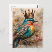 Prachtige vogel in een kroon briefkaart (Voorkant / Achterkant)