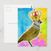 Prachtige vogel in een kroon kleurrijke collage briefkaart (Voorkant / Achterkant)