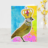 Prachtige vogel in een kroon kleurrijke collage kaart (Gele Bloem)