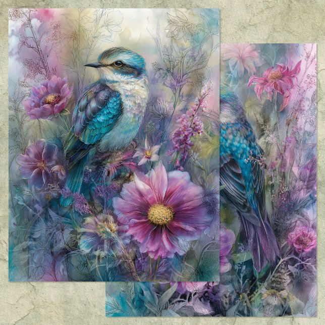 PRACHTIGE VOGEL IN TUIN SCHRAPSELBOEK PAPIER (BEAUTIFUL BIRD IN GARDEN SCRAPBOOK PAPER)