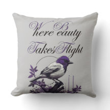 Prachtige vogel op Paarse bladeren | Kunstdruk