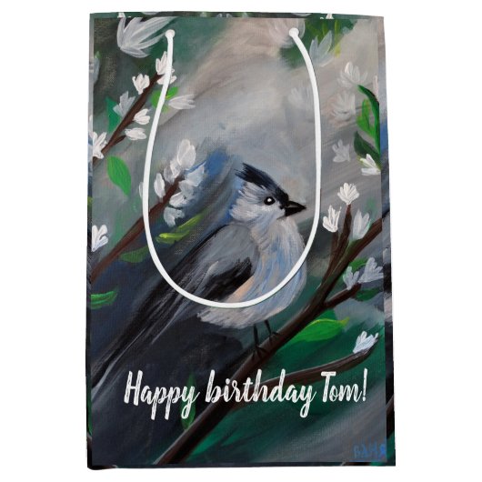 Prachtige vogellentschilderijen medium cadeauzakje (Voorkant)