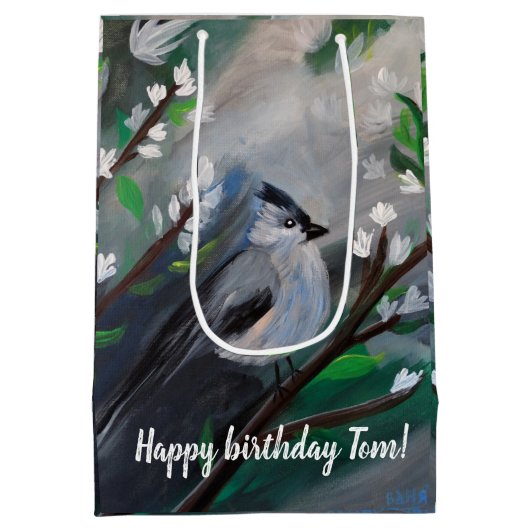 Prachtige vogellentschilderijen medium cadeauzakje (Achterkant)
