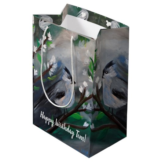Prachtige vogellentschilderijen medium cadeauzakje (Achterkant Gekanteld)