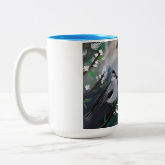 Prachtige vogellentschilderijen tweekleurige koffiemok (Links)