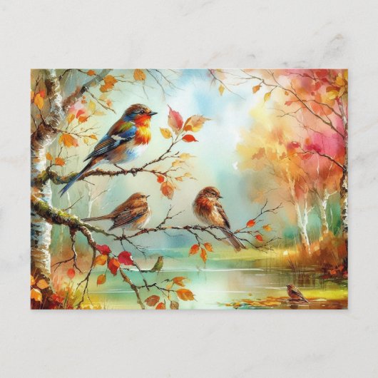 Prachtige vogels Herfstlandschap 12 Briefkaart (Voorkant)