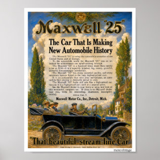 prachtige VOLLEDIGE KLEUR auto-advertentie MAXWELL Poster
