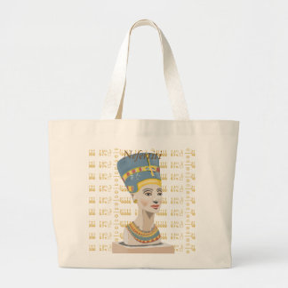 Prachtige vormgeving van Nefertiti en getild Carto Grote Tote Bag