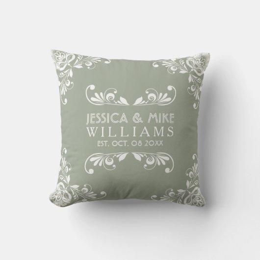 Prachtige vormgeving voor groen en wit weddenschap kussen (Voorkant)