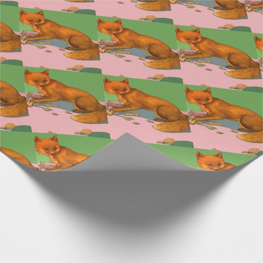 prachtige vossenafdruk cadeaupapier (Hoek)