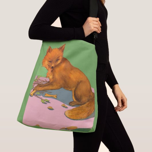 prachtige vossenafdruk crossbody tas (Dichtbij)