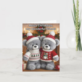 Prachtige Vriend - Kerstkaart met Feestelijke Bere Feestdagen Kaart