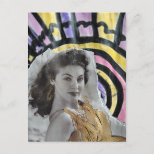 Prachtige vrouw in 1939 op strand collage kunst briefkaart