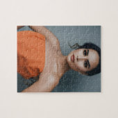 Prachtige vrouw in de Oranje puzzel van Jigzaag Legpuzzel (Horizontaal)