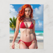 Prachtige vrouw in een rode bikini  briefkaart (Voorkant)