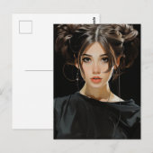 Prachtige vrouw in het zwart briefkaart (Voorkant / Achterkant)