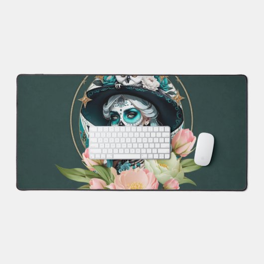 Prachtige vrouw met een prachtige suiker schedel m bureaumat (Keyboard & Muis)