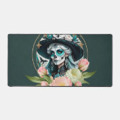 Prachtige vrouw met een prachtige suiker schedel m bureaumat (Voorkant)