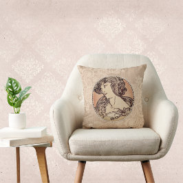 Prachtige vrouw met Faux Pearls en Lace Kussen