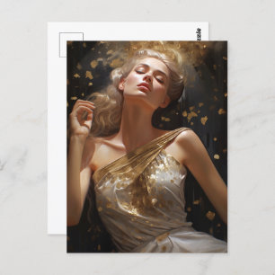 Prachtige vrouw met gouden glitter achtergrond briefkaart