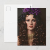 Prachtige vrouw met krullende huiden briefkaart (Voorkant / Achterkant)