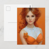 Prachtige vrouw met lange adem in het Oranje model Briefkaart (Voorkant / Achterkant)