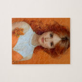 Prachtige vrouw met lange adem in het Oranje model Legpuzzel (Horizontaal)