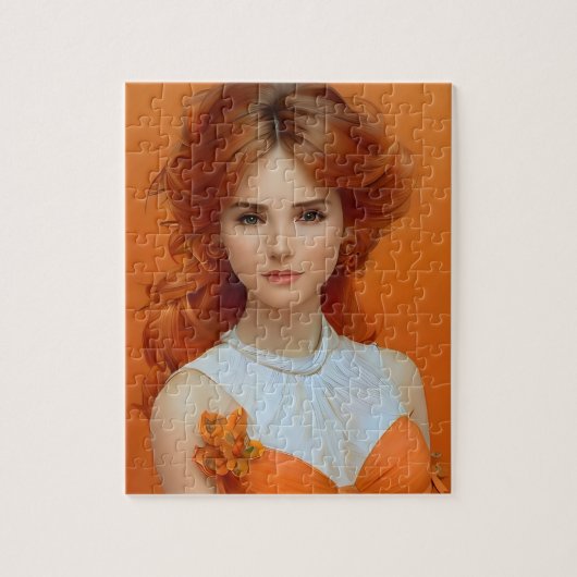 Prachtige vrouw met lange adem in het Oranje model Legpuzzel (Verticaal)