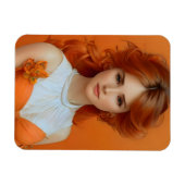 Prachtige vrouw met lange adem in het Oranje model Magneet (Horizontaal)