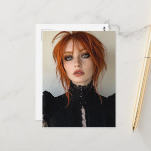 Prachtige vrouw met rood haar briefkaart