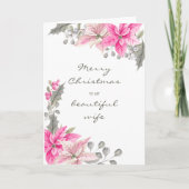 Prachtige vrouw  Roze Poinsettia Kerstmis Kaart (Voorkant)