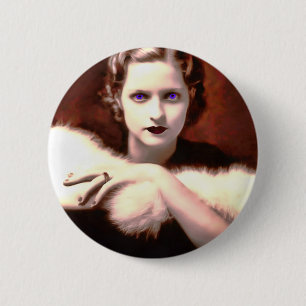 Prachtige vrouw uit de jaren 20 met Intense Blue E Ronde Button 5,7 Cm