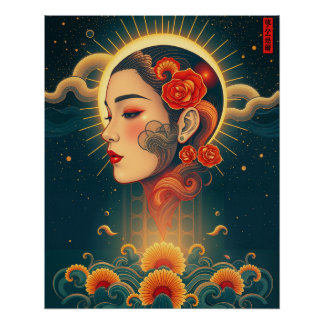 Prachtige vrouw van de tijd glanzende poster